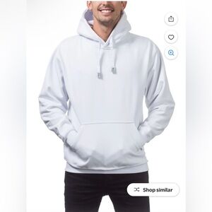 Pro Club Men's Heavyweight Pullover Hoodie Sweater - White - Medium